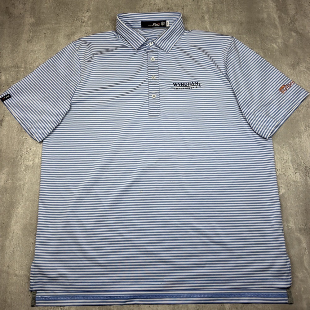 Ralph Lauren RLX Blue White Striped Performance Stretch Golf Polo Wyndham XL
